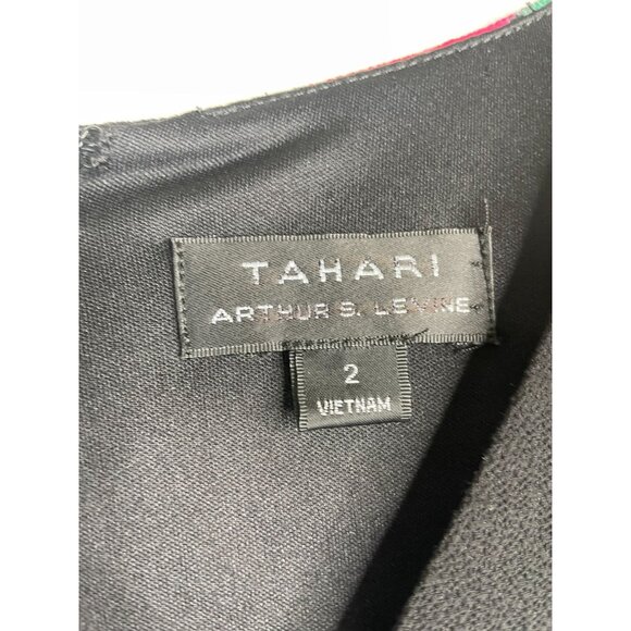 Tahari Floral Print Bell Sleeve Dress size 2 Black - Picture 2 of 8